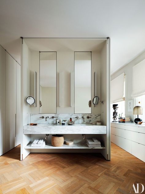 See More of this Ilse Crawford-Designed Home in Stockholm | Architectural Digest Vanity Design, Minimalist Bathroom, Architectural Digest, Cheap Home Decor, Beautiful Interiors, Bathroom Inspiration, Interior Design Projects, 인테리어 디자인, Bathroom Furniture