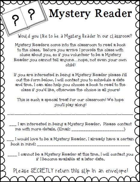 Mystery readers can make read alouds more fun! Learn how you can implement this fun tradition in your classroom! Mystery Reader Letter To Parents, Secret Reader Ideas, Classroom Mystery Reader, Mystery Readers In The Classroom, Parent Involvement Ideas Preschool, Mystery Reader Ideas For Parents, Parent Involvement Ideas, Reading Week Ideas, Flashlight Friday