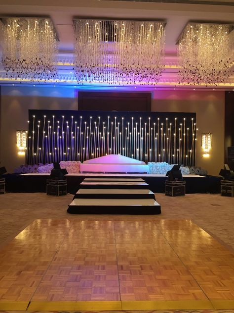 Save Banquet Hall Sangeet Decor, Sangeeth Decors Indoor Night, Sangeeth Decors Indoor, Sangeet Hall Decoration, Varmala Stage Decor Indoor, Sangeet Decoration Night Indoor Simple, Sangeet Stage Decor Backdrops, Marriage Hall Design, Sangeet Decoration Night Indoor