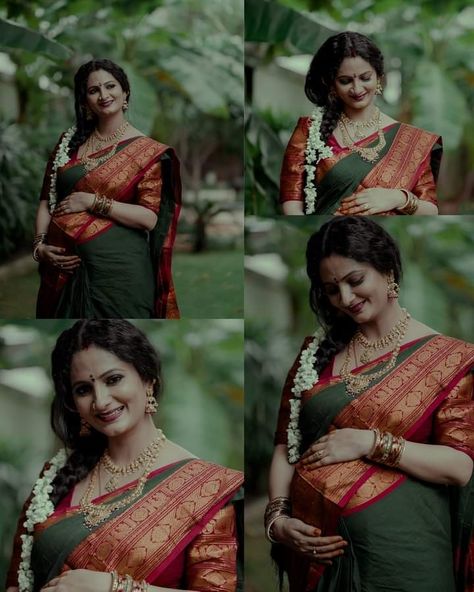 Maternity Photography Saree Poses, Saree Maternity Photoshoot, Indian Baby Shower Photoshoot Ideas, Traditional Maternity Photoshoot, Traditional Maternity Shoot, Baby Shower Photography Poses, Indian Maternity Photos, Shower Poses, Shower Shoot