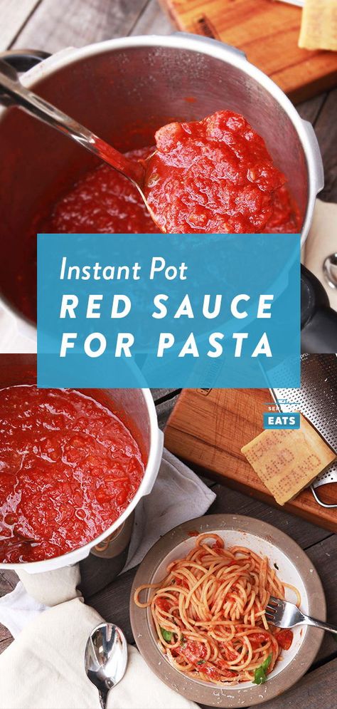 The Instant Pot gives you a red sauce with all-day flavor on a weeknight schedule. It is the ultimate make-ahead pasta sauce to freeze for whenever you need it. Quick and easy for busy families! Weeknight Recipes, Cooking Toys, Fresh Tomato Sauce, Homemade Spaghetti, Tomato Sauce Recipe, Instant Gratification, Pressure Cookers, Red Sauce, Serious Eats