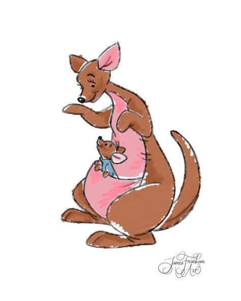 This time there’s two, it’s Kanga and Roo 💗💙 ____________________ For Commissions & Prints, email 📩 jamesfransham.art@gmail.com… Kanga And Roo Tattoo, Winnie The Pooh Kanga, Kanga And Roo, Winnie The Pooh Tattoos, Disney Inspired Tattoos, Winnie The Pooh Drawing, Pooh Pictures, Winnie The Pooh Cartoon, Moms 50th Birthday