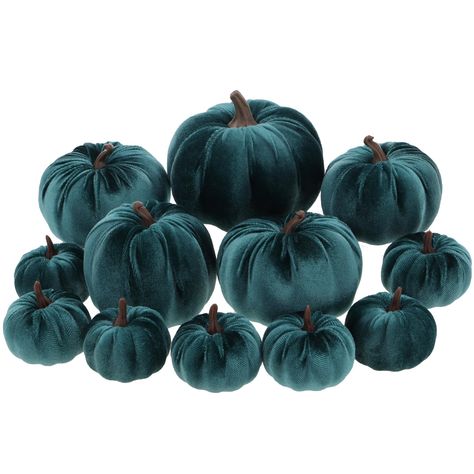 PRICES MAY VARY. Thanksgiving Velvet Pumpkins Quantity and Size: Package Includes 12 pieces teal artificial velvet pumpkins, 1 pc Large pumpkins 3.62"(Height) x 4.45"(Wide); 1 pcs 3.15"(Height) x 3.43"(Wide); 2 pcs 2.52"(Height) x 3.62"(Wide); 1 pcs 2.76"(Height) x 3.19"(Wide); 7 pcs Small Pumpkins 1.85"(Height) x 2.16"(Wide); This group of autumn foam velvet pumpkins multiple sizes, perfect for matching your different decorating needs. Exquisite Fall Thanksgiving Day Gifts and Decorations: Our Teal Fall Decor, Harvest Table Centerpieces, Centerpiece Party, Large Pumpkins, Artificial Pumpkins, Faux Pumpkins, Wedding Themes Fall, Harvest Table, Fall Table Decor