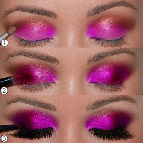 Love this purple/fuchsia eyeshadow, who knows what it is? Maquillage Yeux Cut Crease, Eyeshadow Ideas, Eyeshadow Tutorials, Drag Make-up, Punk Makeup, Pink Eye Makeup, Favorite Makeup, Makijaż Smokey Eye, Beauty Regimen