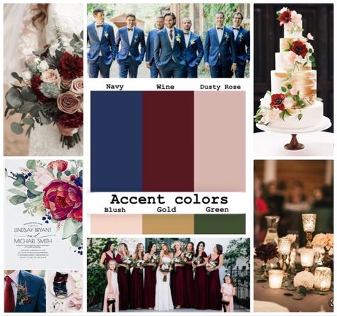 Wine Wedding Color Scheme, Navy Blue Pink And Red Wedding, Wine And Navy Wedding Color Schemes, Burgundy Navy Blue And Blush Wedding, Navy Wine And Blush Wedding, Cabernet Wedding Color Scheme, Burgundy Wedding Color Palette, Burgundy Wedding Palette, Wine Color Wedding