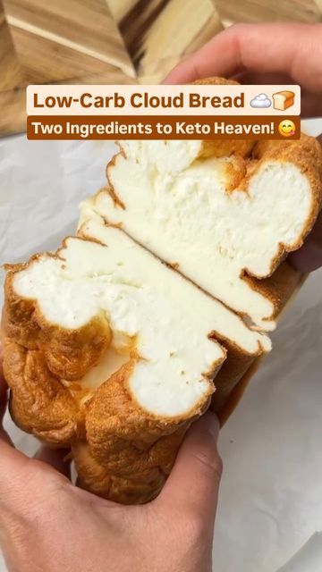 Justin Burkard on Instagram: "Low-Carb Cloud Bread ☁️🍞
Only two ingredients for a fluffy, delicious bread—keto has never been this easy! 😋

What You Need:
🥚 1 cup egg white powder
💧 1 cup water
🧀 1 cup blended whole cottage cheese

How to Make It:
1️⃣ In a mixing bowl, whip the egg white powder with water until stiff peaks form.
2️⃣ Carefully incorporate the blended cottage cheese into the egg whites.
3️⃣ Transfer the batter into a greased and parchment-lined loaf pan.
4️⃣ Bake in a preheated oven at 350°F (175°C) for 30 minutes.
5️⃣ Allow it to cool, then slice and savor the fluffiness!

Who's ready for a slice of this cloud-like goodness? Comment a 🍞 if you're in!

🚨 Discover more tips and full recipe details, & easy, one-click Instacart shopping here:
➡ https://keto.recipes/eggst Blended Cottage Cheese, Egg White Powder, Bread Keto, White Bread Recipe, Cloud Bread, Delicious Bread, White Powder, Egg White, Keto Bread