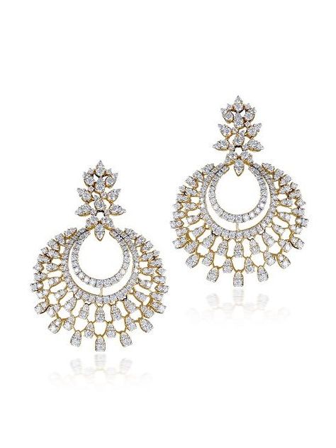 Diamond Chandbali Earrings, Diamond Chandbali, Chand Bali Earrings, Alternative Earrings, Chand Bali, Dramatic Earrings, Real Diamond Earrings, Diamond Chandelier Earrings, Touche Eclat