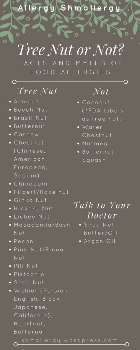 Nut or Not? Food Allergy Facts and Myths – Allergy Shmallergy Tree Nut Allergy List, Tree Nuts List, Peanut Allergy Awareness, Sesame Allergy, Pili Nut, Facts And Myths, Allergy Recipes, Nut Allergy, Tree Nut Allergy