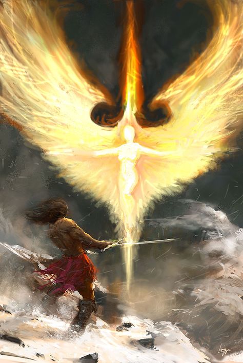 Angel - Ling Yun Fire Angel Art, Phoenix Oc, Phoenix Aesthetic, Fire Angel, Angel Fire, Light Angel, Arte Obscura, Angels And Demons, Arte Fantasy