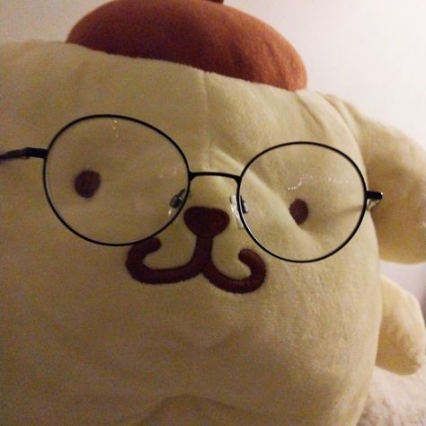 Sanrio Pfp Pompompurin, Pompompurin Pfp Aesthetic, Cinnamoroll And Pompompurin Matching Pfp, Pompompurin With Glasses, Pompompurin Headphones, Pompompurin Pfp, Aesthetic Plushies, Pompom Purin, Pom Purin