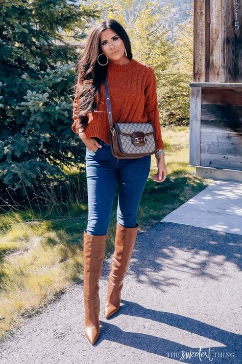 Fall Fashion Ideas, Jeans Gucci, Emily Gemma, Cognac Boots, Outfit Ideas Fashion, Fashion Everyday, The Sweetest Thing, Sweetest Thing, Everyday Outfit