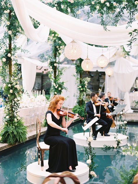 Pool Events, Elegant Backyard Wedding, Jazz Party, Wedding Musicians, Pool Wedding, Wedding Diary, Dream Wedding Decorations, Event Stage, Entertainment Design