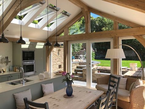 1930s Semi Detached House, Timber Frame Extension, Post And Beam House, Oak Framed Extensions, New England House, Orangery Extension, Bungalow Extensions, Cottage Extension, Garden Room Extensions