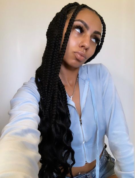 Coi Leary, Leray Braids, Coi Leray Braids, Coi Leray, Wedding Hairstyles For Medium Hair, Protective Hair, Jumbo Box Braids, Braided Hairstyle, Jumbo Braids