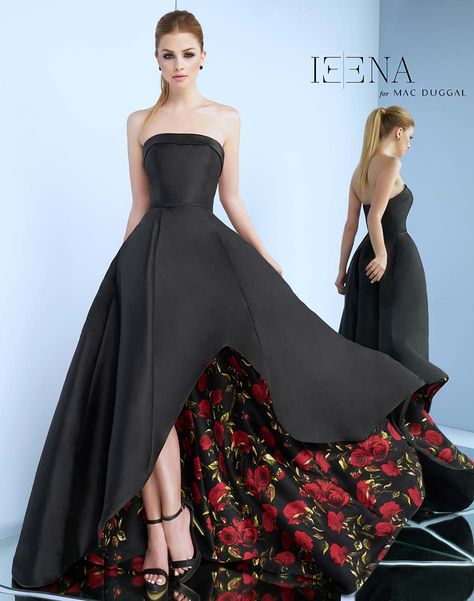 High Low Formal Dress, Black High Low Dress Formal, Hi Low Dress Formal, Black Dress With Roses, Black Rose Dress, High Low Dresses, High Low Party Dresses, High Low Dress Formal, High Low Evening Dresses