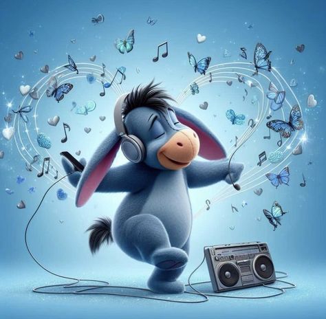 Dancing Cartoon Characters, Eeyore Images, Eeyore Tattoo, Eeyore Quotes, Eeyore Pictures, Animated Clipart, Dancing Animals, Winnie The Pooh Pictures, Cup Wraps