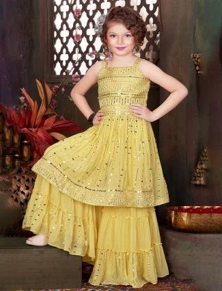 Latest yellow georgette wedding wear sharara suit Pakistani Salwar, Salwar Suits Online, Sharara Suit, Pakistani Salwar Kameez, Wedding Wear, Salwar Suits, Salwar Kameez, Anarkali, Yellow