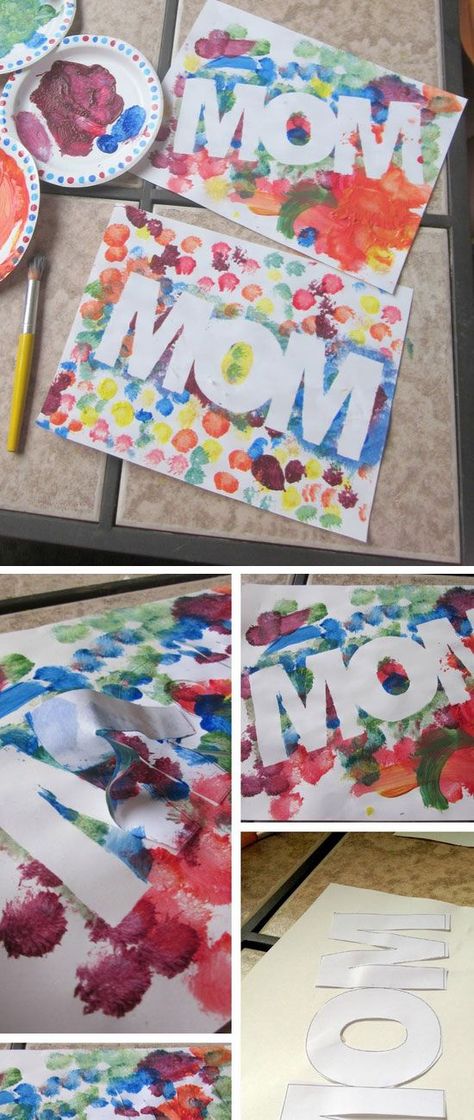 Easy Mother's Day Craft Idea for Kids with paint.   Free MOM printable and Mother's Day Poem too. Ideas Día Del Padre, Easy Mothers Day Crafts For Toddlers, Easy Mother's Day Crafts, Diy Mother's Day Crafts, Mother's Day Projects, Diy Gifts For Mom, Folding Origami, Diy Gifts For Kids, Mothers Day Crafts For Kids