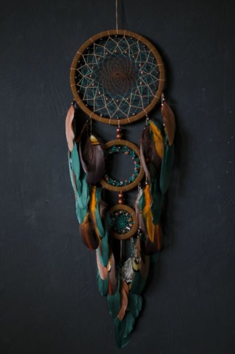 Brown Dream Catcher, Statement Wall Decor, Green Dream Catcher, Brown Nursery, Diy Dreamcatcher, Dream Catcher Mandala, Dream Catcher Patterns, Blue Dream Catcher, Dream Catcher Nursery