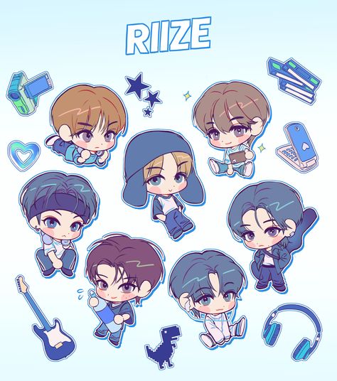 Riize Sticker, Riize Fanart, Sticker Reference, Fanart Sticker, Kpop Sticker, Stickers Kpop, Crazy Boyfriend, Animation Wallpaper, Cute Home Screen Wallpaper