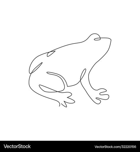 Cute Frog Outline, Geometric Frog, Frog Outline, Lizard Logo, Logo Identity, Line Vector, Single Line Drawing, Animal Icon, Retro Vector