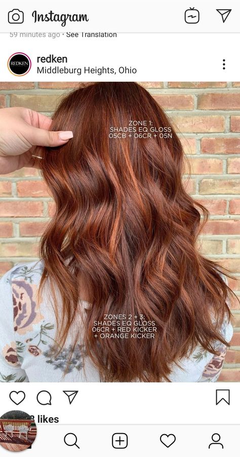 Dark Ginger Hair Formula, Auburn Hair Color Redken Formula, Dark Auburn Hair Shades Eq, Cinnamon And Copper Hair Color, Copper Red Formula Redken, Creamy Copper Hair, Cinnamon Brown Hair Formula, Auburn Hair Redken Formula, 6rr Hair Color Redken