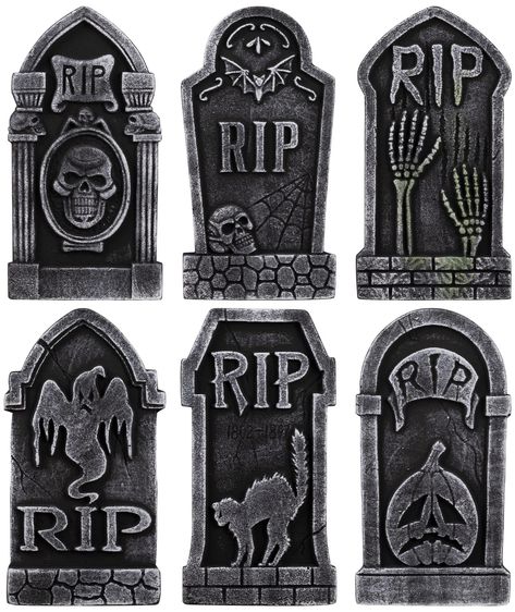 Jelofly Halloween Decorations Graveyard Tombstones (6 Pack), Foam RIP Yard Signs Headstone Decorations with 12 Stakes for Halloween Lawn Yard Decorations Headstone Decorations, Graveyard Tombstones, Halloween Headstone, Headstones Decorations, Halloween Gravestones, Halloween Lawn, Halloween Graveyard, Haunted House Party, Halloween Tombstones