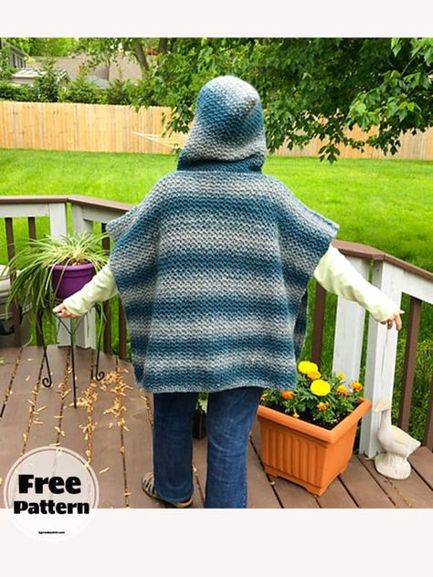 10+ Free Crochet Pattern For Poncho Crochet Poncho Free Pattern Bulky Yarn, Pattern For Poncho, Crochet Poncho With Sleeves, Crochet Poncho Pattern, Poncho With Sleeves, Sewing Pockets, Boho Poncho, Crochet Poncho Free Pattern, Cowl Neck Poncho