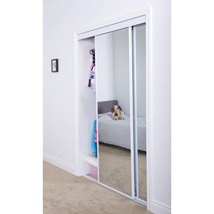 Erias Mirrored Sliding Door - Ace Hardware Bypass Doors, Mirror Sliding Door, Sliding Mirror Closet Doors, Mirror Sliding, Closet Mirror, Closet Door Hardware, Mirror Closet Doors, Front Door Makeover, Bifold Closet Doors