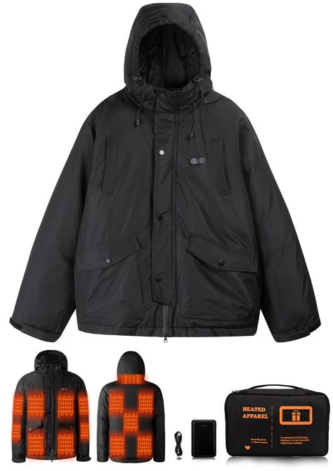 PRICES MAY VARY. Please remove the battery when heating jacket before washing, and put the built-in DC interface into the inner bag for cleaning. China Unisex heated jacket of the garment and the outer heated coat are Fabric, polyester double-line grid film, lining, 290T calendering (rainproof and snowproof) Heated hoodie also has the function of keeping warm and storing heat, increasing body temperature, and is made of skin-friendly material. Yottjacky jacket hollow fiber section can isolate th Jackets For Winter, Heated Clothing, Heated Jacket, Winter Sport, Jackets For Men, Best Wear, Battery Pack, Keep Warm, Mens Jackets