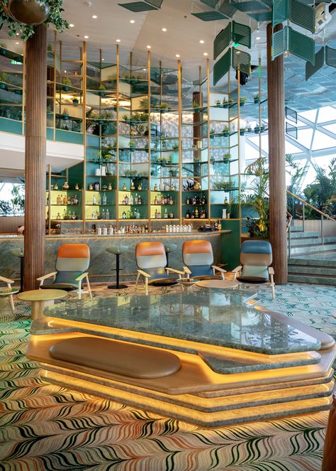 What Happens When the World’s Top Designers Style a Cruise Ship? Take a Look Cruise Ships Interior, Celebrity Cruise Ships, Celebrity Cruise, British Interior, Kelly Hoppen, Oversized Furniture, Mall Design, Positive Art, Magic Garden