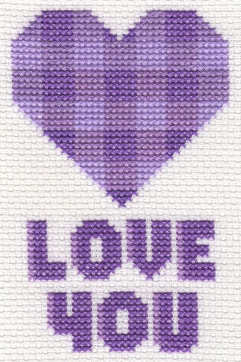 Cross Stitch Hearts, Doodle Stitching, Crocheted Potholders, Needlework Ideas, Stitch Necklace, Cross Stitch Necklace, Shades Of Lavender, Lavender Heart, Words Love