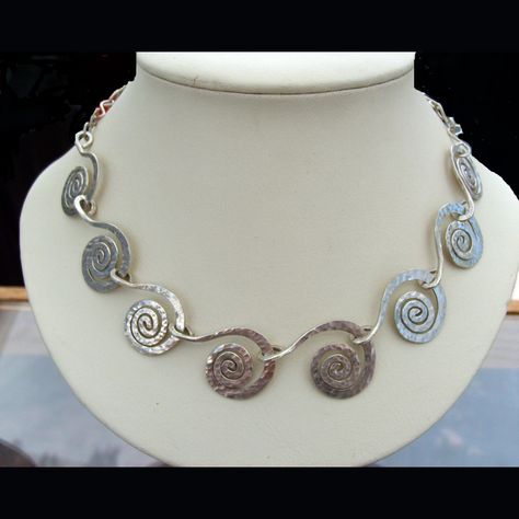 Handmade Spiral Silver Jewelry, Handmade Spiral Silver Necklace, Silver Spiral Metal Necklaces, Silver Spiral Metal Necklace, Handmade Spiral Metal Necklace, Aluminium Jewellery, Wire Spiral, Wire Jig, Necklaces With Meaning