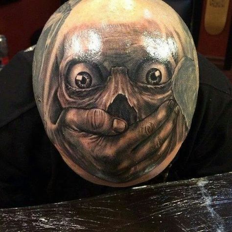 Keep quiet Bald Head Tattoo, Evil Skull Tattoo, Mayan Tattoos, On Tattoo, Tattoo Culture, Evil Tattoos, Demon Tattoo, Sick Tattoo, Chicano Tattoos