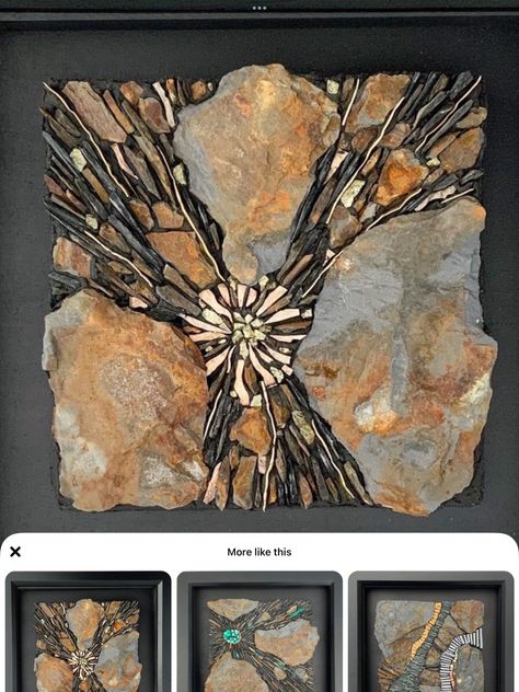 Stone Mosaic Art, Frame For Canvas, Abstract Mosaic Art, Small Mosaic, Slate Art, Mixed Media Mosaic, Mosaic Rocks, Stone Wall Art, Driftwood Wall Art