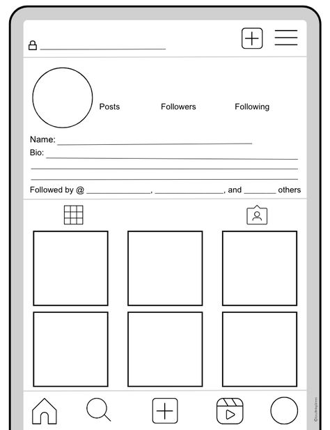 Social Media Profile Template, Instagram Page Template, Instagram Page Layout, Facebook Profile Template, Square Drawings, Instagram Profile Ideas, Best Friends Drawing, Character Layout, Instagram Profile Template