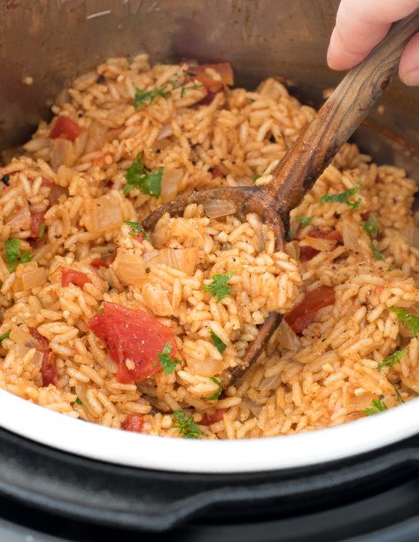 Instant Pot Spanish Rice (for Your Next Taco Tuesday!) - Chef Savvy Spanish Rice And Beans Instant Pot, Spanish Brown Rice Recipes Instant Pot, Instant Pot Spanish Rice, Instant Pot Spanish Rice With Salsa, Vigo Rice Instant Pot, Homemade Spanish Rice, Spanish Rice Recipe Easy, Vegetable Fried Rice Recipe, Spanish Rice Recipe