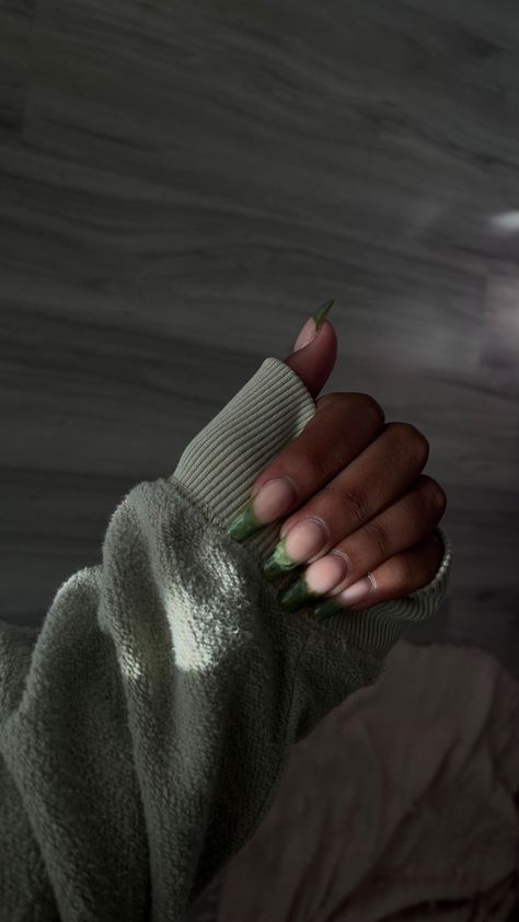 girl showing off green marble french nails Long Nails French, Marble French Nails, Green Marble Nails, Nails French Manicure, Nails Aesthetic, Nails French, Aesthetic Black, Nails Long, Marble Nails