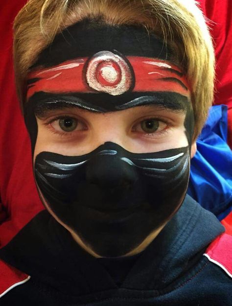 Christina Kerr Davison ninja face paint design Naruto Face Paint, Ninja Face Paint, Anime Face Paint, Ninja Makeup, Superhero Face Painting, Face Painting Images, Ninja Halloween, Halloween Face Paint, Face Painting For Boys