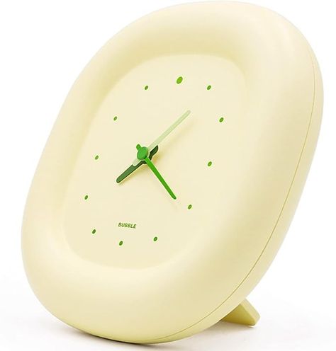 Amazon.com: Pusime 7”Cute Silent No-Ticking Desk Wall Clock, Small Bubble Minimalist Modern Table Analog Clock,Quartz Room Decor Sweep Movement Battery Operated for Bedside/Bedroom/Kitchen/Living Room/Gift(Green) : Home & Kitchen