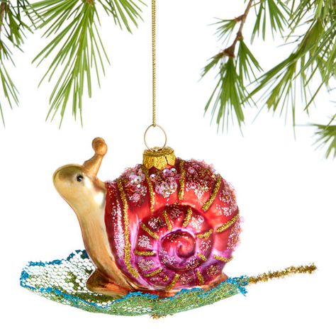 Glass Snail on Fabric Leaf Ornament by World Market Bug Ornaments, Fabric Leaf, Old World Christmas Ornaments, Blown Glass Christmas Ornaments, Leaf Ornament, Christmas Shop, Old World Christmas, Vintage Christmas Ornaments, Glass Christmas Ornaments