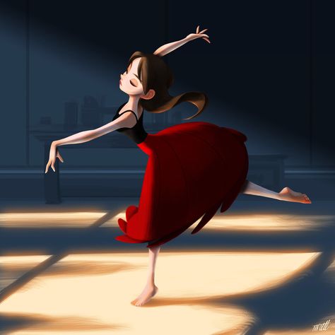 ArtStation - Dance, miacat miacat Digital Painting, Dancing, A Woman, Red