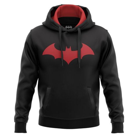 Batman Red Logo - Batman Official Hoodie Batman Clothes, Drake Sweatshirt, Batman Hoodie, Logo Batman, Batman Merchandise, Custom Batman, Hood Men, Men's Outfits By Pattern, Nerd Outfits