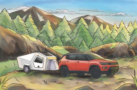 Can The Jeep Compass Tow a Camper Trailer?  Jeep has a long and classic American history, starting as a military vehicle in the 1940s. The Jeep Compass is built for modern times but holds on to some of that workhorse legacy. The Jeep Compass is a compact SUV with an impressive amount of towing capability […] The post Can The Jeep Compass Tow a Camper Trailer? appeared first on Drivin' & Vibin'. Jeep Compass Camping, Light Travel Trailers, Jeep Compass Limited, Micro Camper, Rv Living Full Time, Tow Hitch, Full Time Rv, Teardrop Trailer, Compact Suv