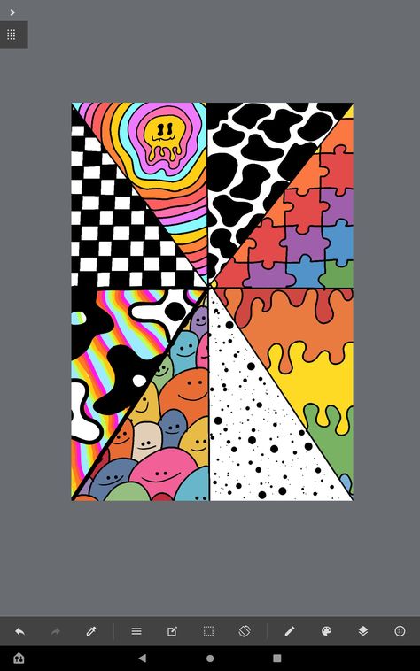 Pop Art Aesthetic Painting, Abstract Drawings Easy, Digital Art Inspo Easy, Space Drawings Easy, Trippy Patterns To Draw, What To Draw With Markers, Easy Trippy Things To Draw, Triangle Drawing, Peace Sign Art