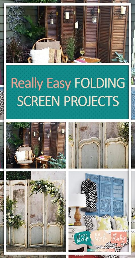 Decorative Folding Screen, Dressing Screen Ideas, Folding Screen Decor, Repurpose Room Divider Screen, Outdoor Folding Screen, Diy Dressing Screen, Folding Screen Room Divider Ideas, Dressing Screen Diy, Diy Folding Screen Room Dividers