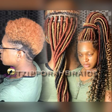 This beautiful multicolored set of goddess Locs on a fade styled by @tzipporahbraids Goddess Locks, Locks Hair, Fade Styles, Goddess Locs, Braided Wigs, Braids Wig, Rainbow Hair, Locs, Dreadlocks