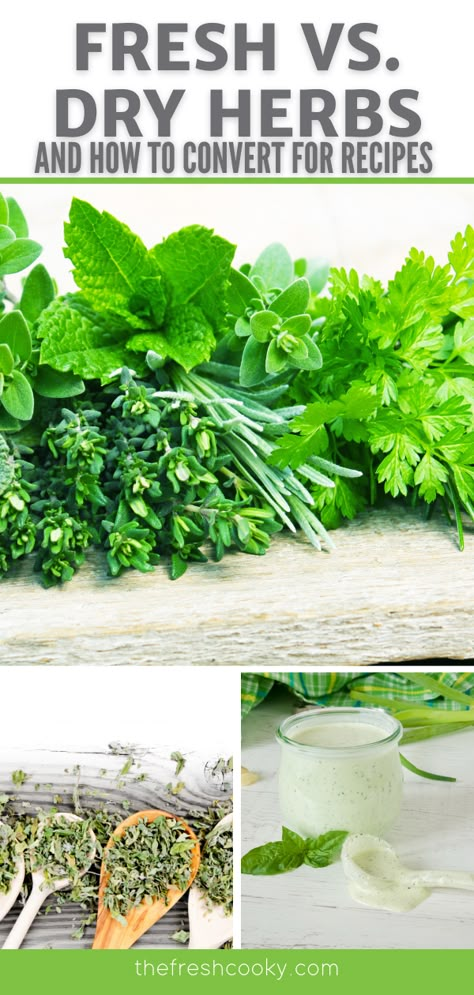 Fresh To Dried Herb Conversion, Using Fresh Herbs In Cooking, Fresh Herbs To Dry Herbs Conversion, How To Dry Fresh Herbs, How To Dry Herbs, Ancestral Kitchen, Herbs Meaning, Aero Garden, Preserve Fresh Herbs