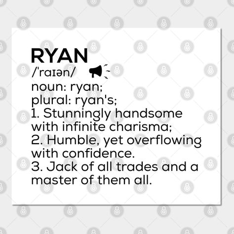 Ryan Name Definition Ryan Meaning Ryan Name Meaning - Ryan Male Name , Ryan Name , Buy your Ryan Name Gifts, Ryan Name Shirts, Ryan Name Stickers, Ryan Name Hoodies, Ryan Name Mugs, Ryan Name Masks now. -- Choose from our vast selection of art prints and posters to match with your desired size to make the perfect print or poster. Pick your favorite: Movies, TV Shows, Art, and so much more! Available in mini, small, medium, large, and extra-large depending on the design. For men, women, and child Walter Name, Ryan Name, Walter Boys, Name Shirts, Name Meaning, Name Mugs, Name Stickers, Name Gifts, Names With Meaning