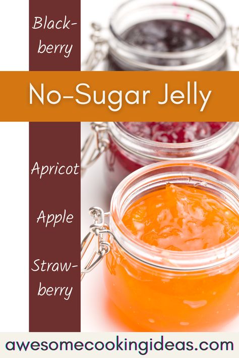 • 3 cups fruit juice (1 cup frozen juice concentrate + 2 cups water) • 1 pkg fruit pectin for sugar-free recipes (Sure-Jell For Less or No Sugar Needed Recipes Premium Fruit Pectin) • ½ - ¾ cup allulose (no-calorie sweetener) Low Sugar Jelly Recipes, Keto Jelly Recipes, Sugar Free Apple Jelly Recipe, Sugar Free Jelly Recipes, Sugar Free Jelly, Allulose Recipes, Sugar Free Jam Recipes For Canning, Canned Fruit Recipes, Sugar Free Jelly Recipes For Canning